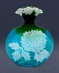 Dahlias glass art by cynthia myers