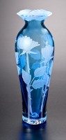 Rose Buds Vase with Cut-Away Lip glass art by cynthia myers
